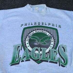 Vtg Philadelphia Eagles Sweatshirt Mens Large Gray Crew Graphic Print NFL 1990s